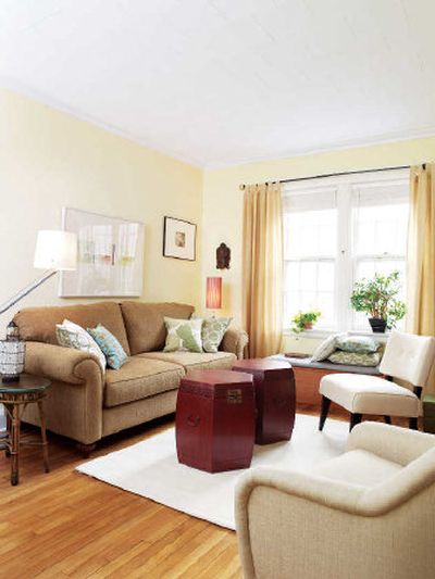 
The cramped living room was made to feel more spacious by lightening the walls
 (Mark Lund for Real Simple / The Spokesman-Review)