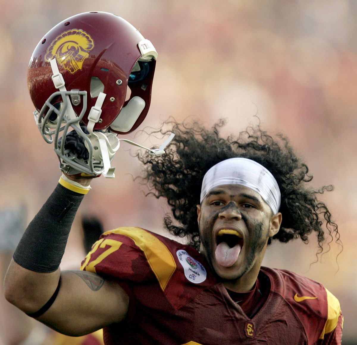 USC and linebacker Jordan Campbell enjoyed New Year’s Day. (Associated Press / The Spokesman-Review)