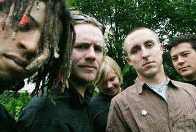 
Members of the group Yellowcard, from left, Longineu Parsons, Pete Mosely, Ben Harper, Ryan Key and Sean Mackin, pose for a photograph at the Vans Warped Tour 2004 on Randall's Island in New York.   
 (Associated Press / The Spokesman-Review)