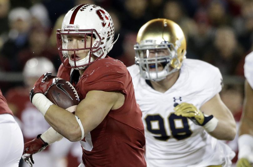 Stanford running back Christian McCaffrey gained 228 all-purpose yards to become the third FBS player top 3,000 in a season, but was held to 94 on the ground to have a nine-game streak of 100-yard games snapped.