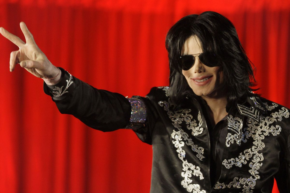 FILE - In a March 5, 2009 file photo US singer Michael Jackson announces that he is set to play ten live concerts at the London O2 Arena in July, which he announced at a press conference at the London O2 Arena. A trial scheduled to begin Tuesday, Sept. 6, 2012 will determine how much a businessman working with Katherine Jackson will have to pay her son�s estate for infringing some of its copyrights. (Joel Ryan / Associated Press)