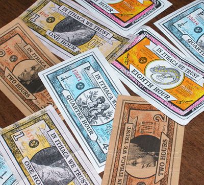 Communities like Ithaca, N.Y., are boosting their local economies by circulating local currencies like this. 