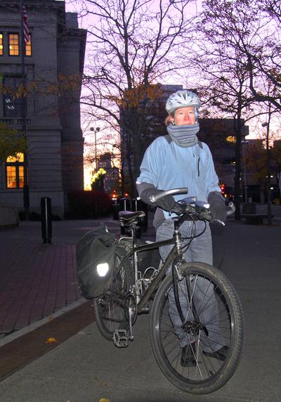 Sally Phillips commutes from her South Hill home to her downtown Spokane office.  (Shallan Knowles / DownToEarthNW Correspondent)