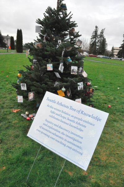 OLYMPIA -- Tree erected on the Capitol Campus in December 2010 by Seattle Atheists (Jim Camden/The Spokesman-Review)