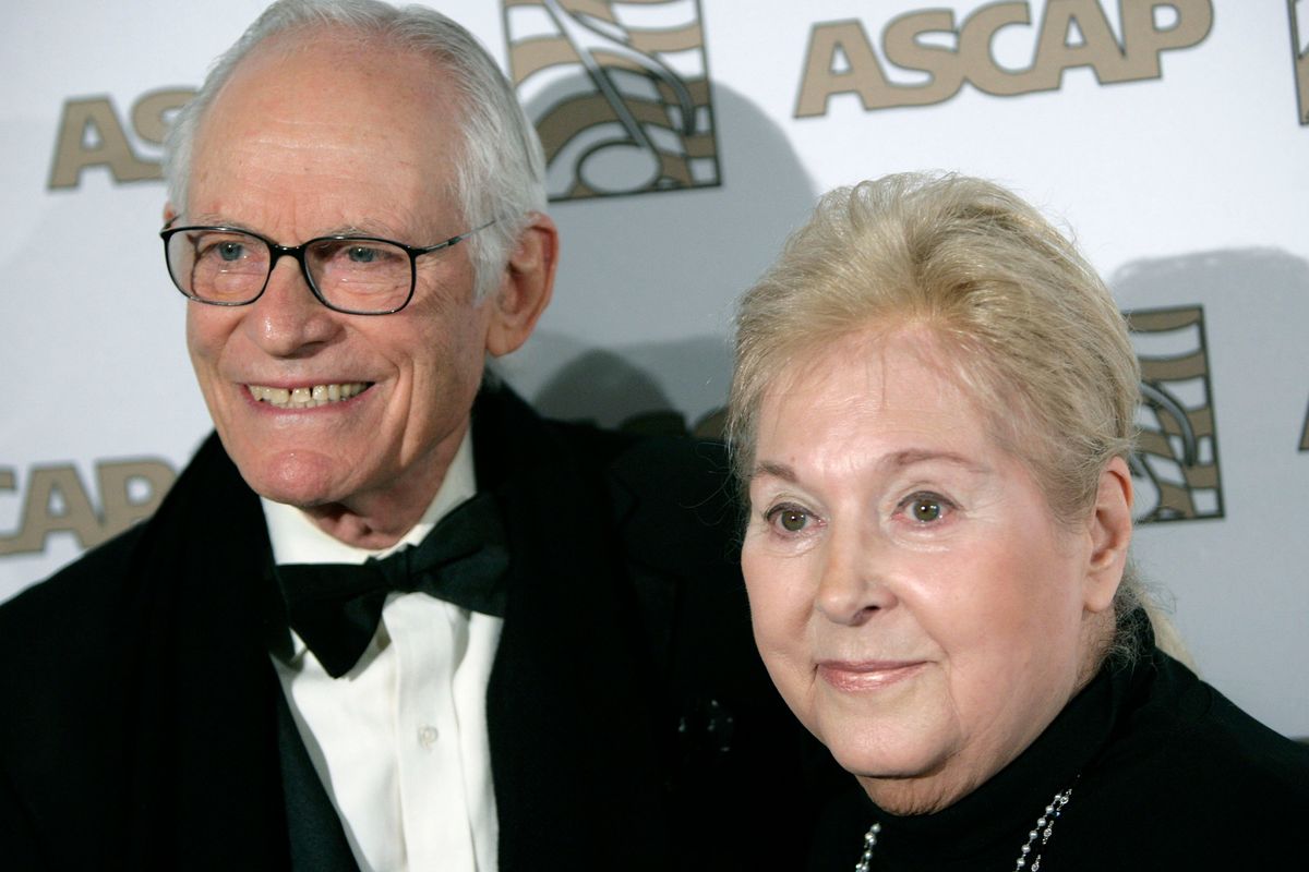 Honorees Alan, left, and Marilyn Bergman arrive at the ASCAP Film and Television music awards in Beverly Hills, Calif. on Tuesday, May 6, 2008. Oscar-winning lyricist Marilyn Bergman died Saturday, Jan. 8, 2022 at age 93. She teamed with husband Alan Bergman on “The Way We Were,” “How Do You Keep the Music Playing?” and hundreds of other songs.  (Matt Sayles)