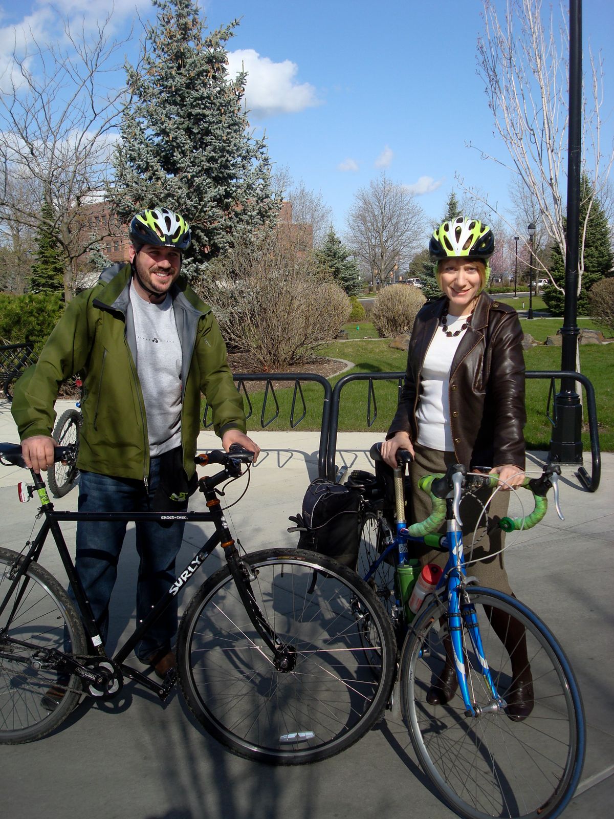 Barb Chamberlain, Chris Lattin and Erika Henry (not pictured), are co-chairs of Spokane Bikes, formerly Bike to Work Week. The annual spring cycling awareness program decided to expand its focus to welcome anyone who rides a bike for any reason.  (Shallan Knowles / Down to Earth NW Correspondent)