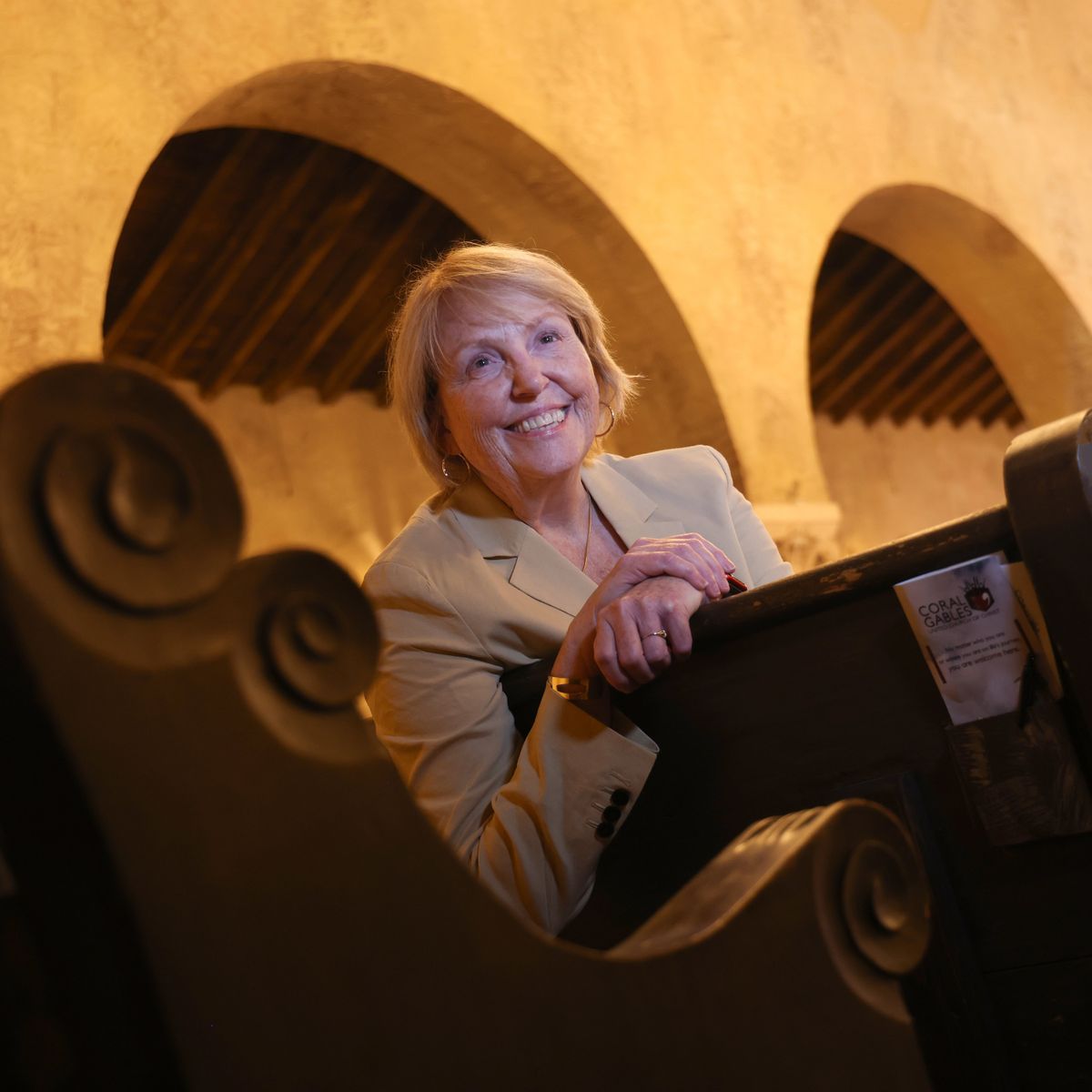 The Rev. Laurie Hafner, the pastor of Coral Gables Congregational church, has found creative ways to address contemporary issues, the challenges of faith, and the building of community. Hafner is photographed at Coral Gables Congregational on June 12, 2024, in Coral Gables, Florida. (Carl Juste/Miami Herald/TNS) (Carl Juste/Miami Herald/TNS)