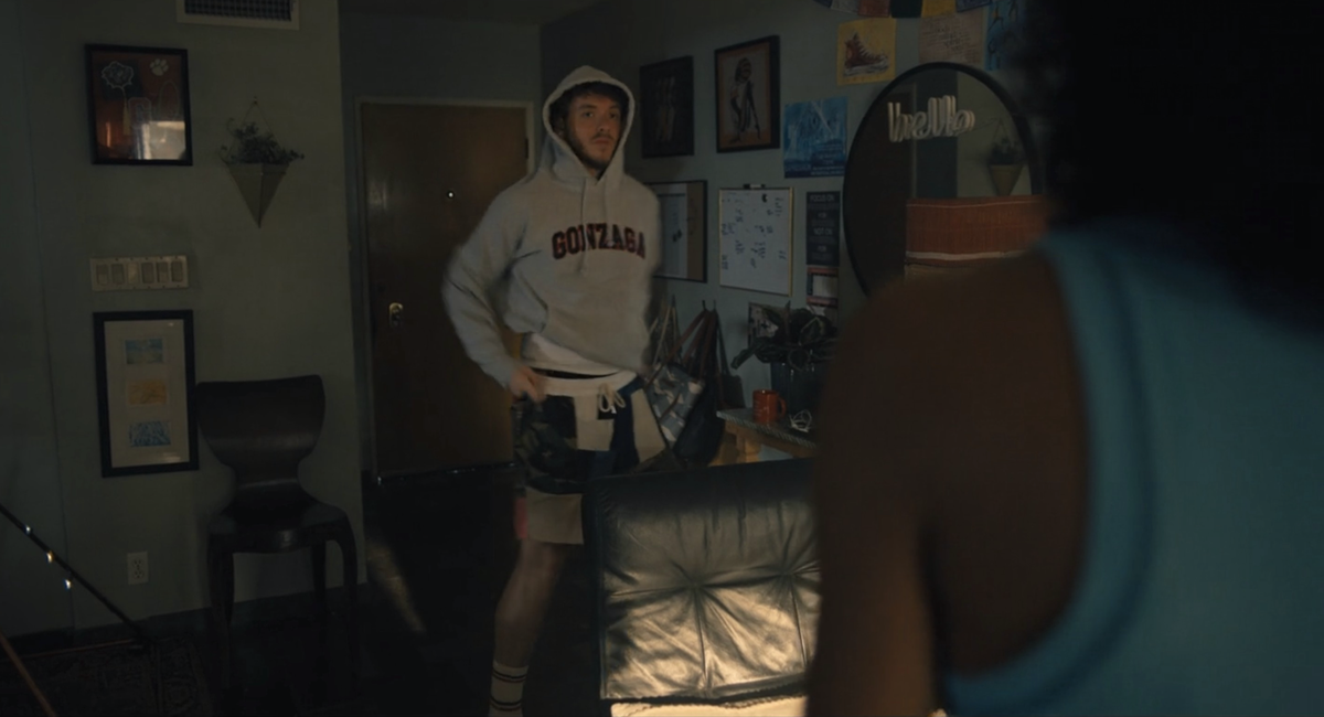 Rapper Jack Harlow plays “Jeremy,” a former Gonzaga player, in the 2023 remake of basketball comedy “White Men Can’t Jump.”  (Hulu)