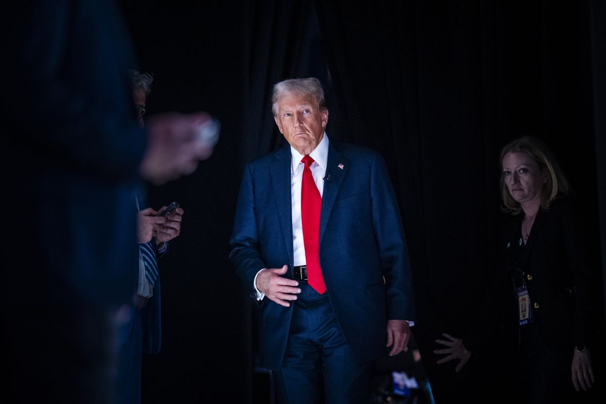 Former president Donald Trump said in a social media post Friday of Project 2025: “I disagree with some of the things they’re saying and some of the things they’re saying are absolutely ridiculous and abysmal.” (MUST CREDIT: Jabin Botsford/The Washington Post)  (Jabin Botsford/The Washington Post)