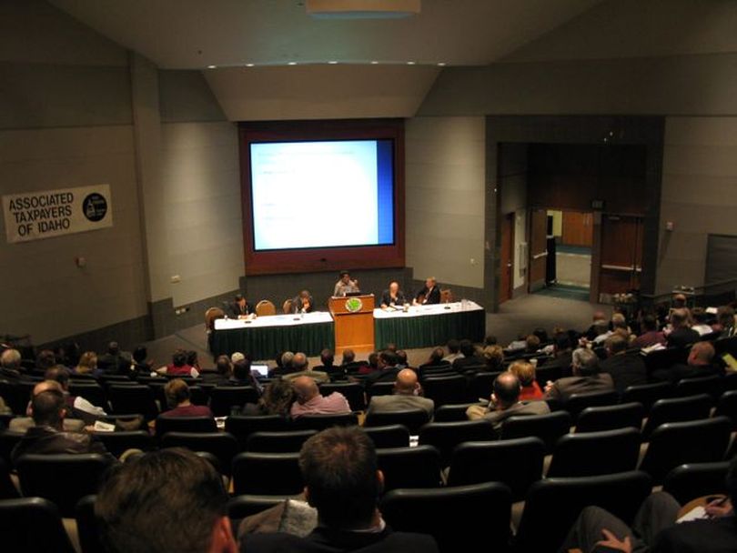 Joy Wilson of the National Conference of State Legislatures addresses the Associated Taxpayers of Idaho conference in Boise on Wednesday (Betsy Russell)