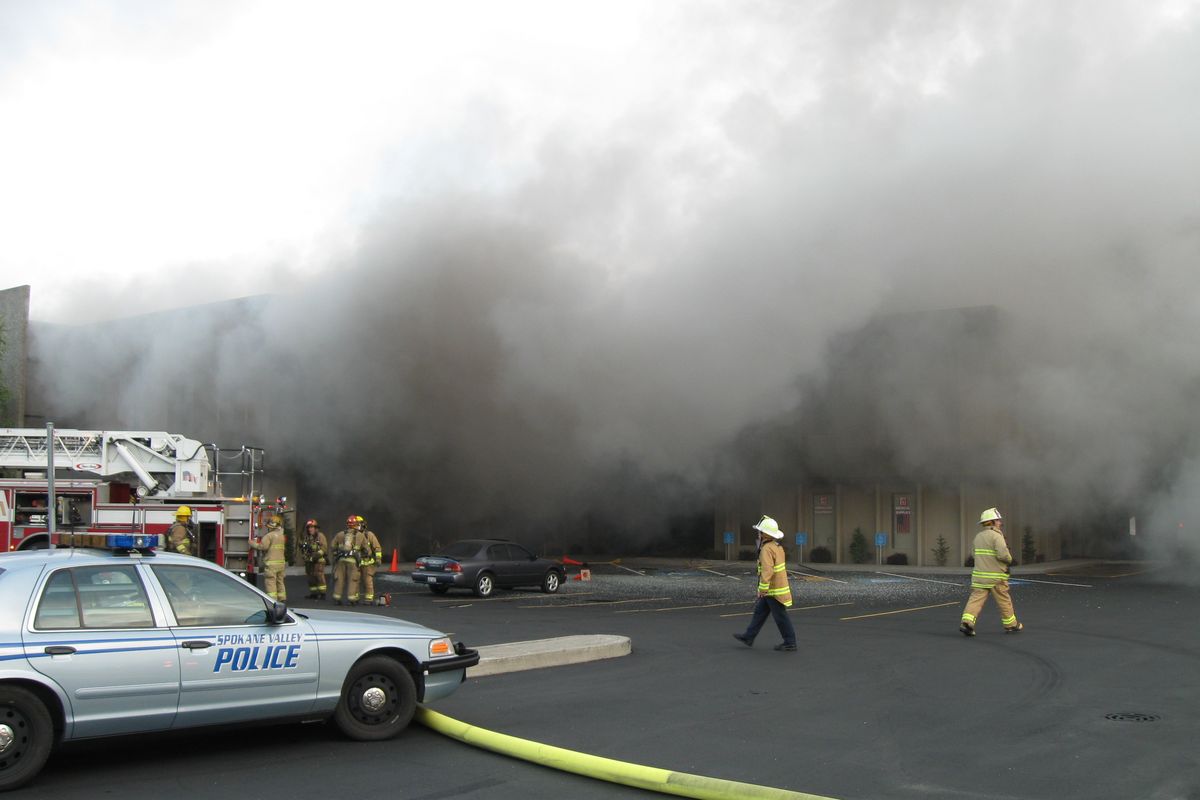 The Spokane Valley Fire Department battled a two-alarm fire at the Valley Mission Professional Building on Sept. 19., 2011. (Photo courtesy the Spokane Valley Fire Department)