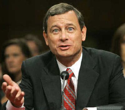 
Judge John G. Roberts testifies before the Senate Judiciary Committee  on Tuesday.
 (Associated Press / The Spokesman-Review)