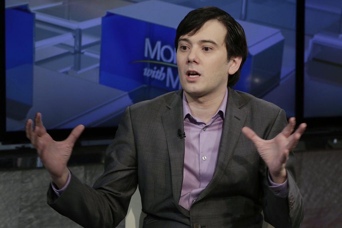 Former pharmaceutical CEO Martin Shkreli speaks Aug. 15, 2017 during an interview by Maria Bartiromo during her “Mornings with Maria Bartiromo” program on the Fox Business Network, in New York. (Richard Drew / Associated Press)