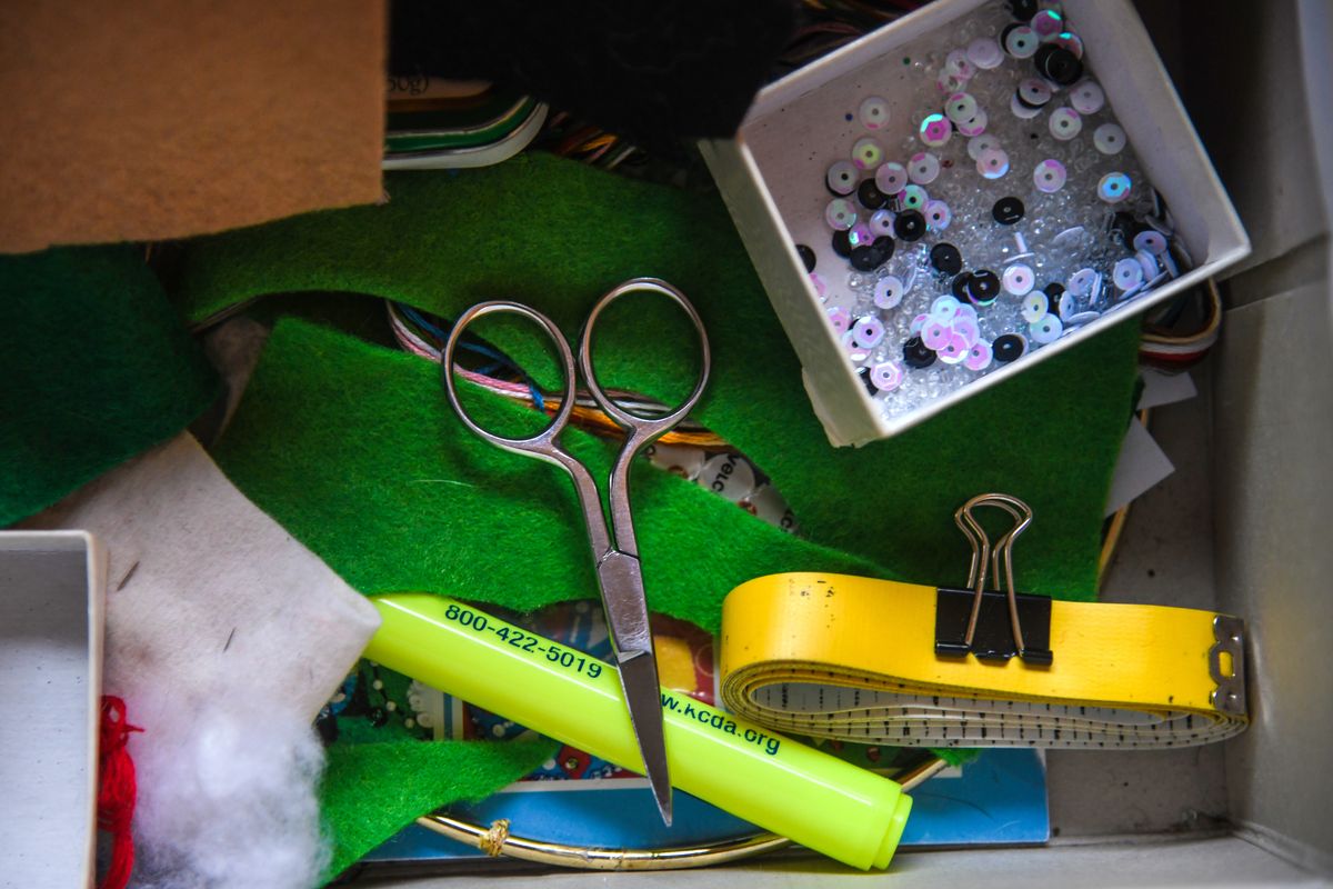 Shelly Fry’ sewing supplies are shown. Fry has been crafting since high school.  (DAN PELLE/THE SPOKESMAN-REVIEW)