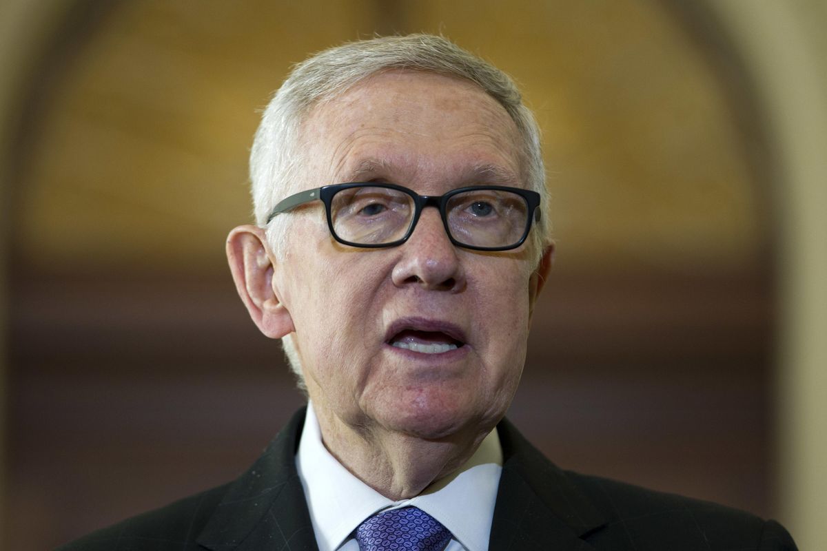 In this Sept. 14, 2016, file photo, Senate Minority Leader Harry Reid of Nev. speaks with the media on Capitol Hill in Washington. The Senate is rejected President Barack Obama’s veto of a bill that would allow the families of Sept. 11 victims to sue the government of Saudi Arabia even as lawmakers express fears the legislation could backfire on the United States. (Jose Luis Magana / Associated Press)