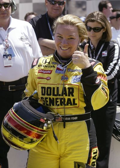 Sarah Fisher was a happy qualifier back on May 10.  (Associated Press / The Spokesman-Review)