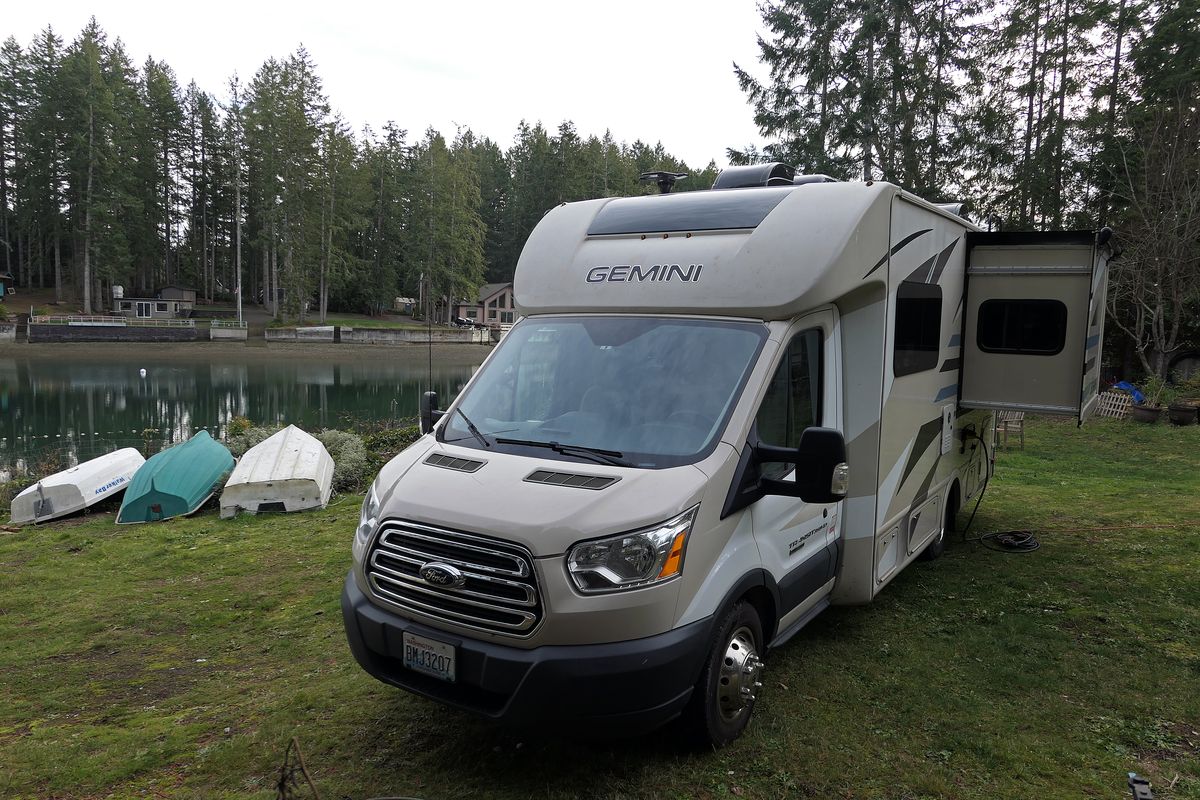 RVers can camp near the beach at Emerald Acres Oysters, a Hipcamp destination near Grapeview, Wash. (John Nelson)