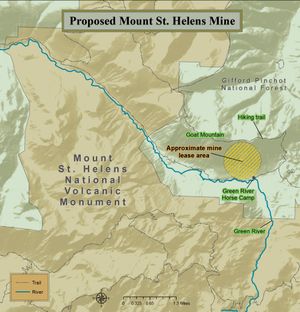 Proposed mining near Mount St. Helens.