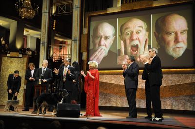 The cast faces the crowd at the end of a tribute performance at the 11th annual Mark Twain Prize for Humor, honoring the late George Carlin, at the Kennedy Center in Washington on Monday.  (Associated Press / The Spokesman-Review)