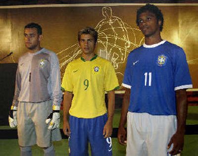 
Brazilian soccer players model new uniforms for their team.
 (Associated Press / The Spokesman-Review)