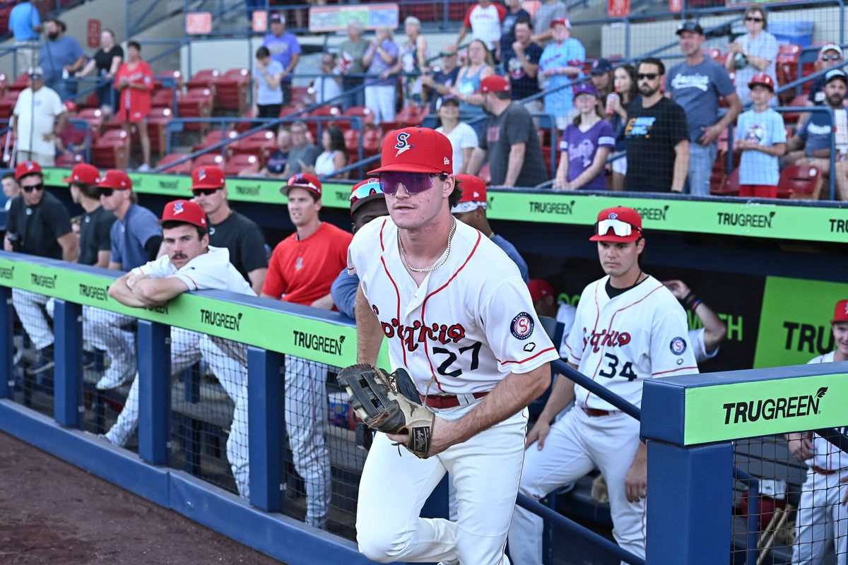 Spokane Indians outfielder Max Belyeu takes the field at Avista Stadium in an undated team photo.  (Spokane Indians)