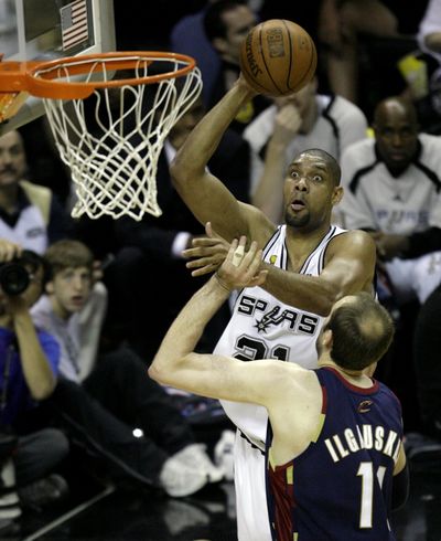 Tim Duncan led the Spurs to three titles during the decade in unspectacular – but grownup – fashion.  (Associated Press)