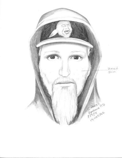 Sketch of the suspect in a stabbing on April 7, 2014, in the 1500 block of West Jackson. (Spokane Police Department)