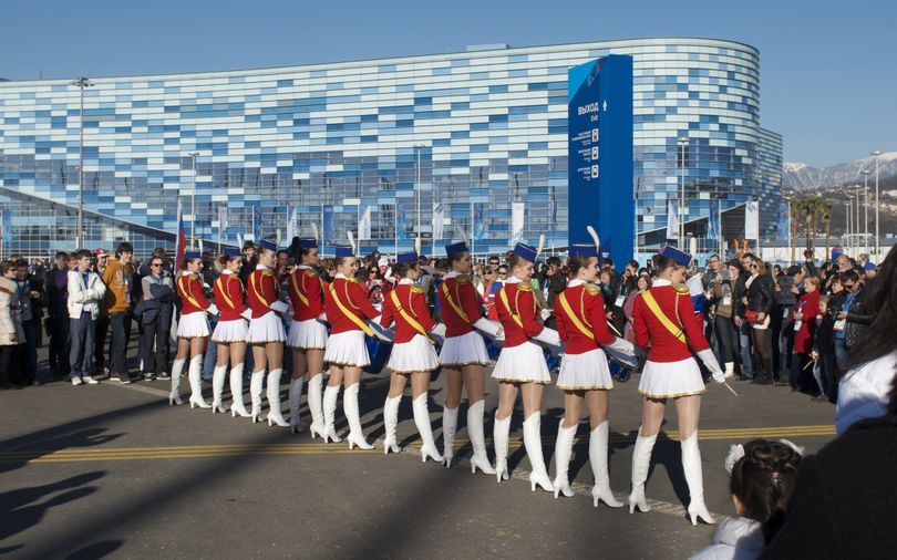A female drumline performs at the Olympic Park Feb. 13. BSU at the Games photo / Marcey Burton