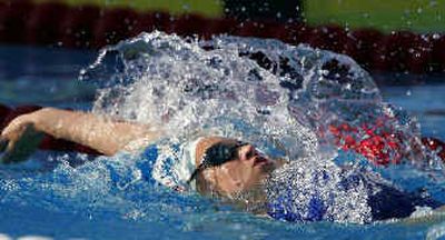 
Katie Hoff, 15, swims to victory in the women's 200-meter individual medley. Hoff won the race with a time of 2:12.06, defeating three-time Olympian Amanda Beard. 
 (Associated Press / The Spokesman-Review)