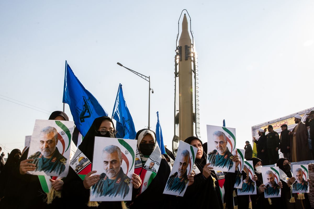 An Iranian military parade on Jan. 10, in Tehran, Iran. Iran has regained access to roughly 90% of its underground missile storage and launch facilities nationwide, according to the U.S. assessments.  (New York Times )
