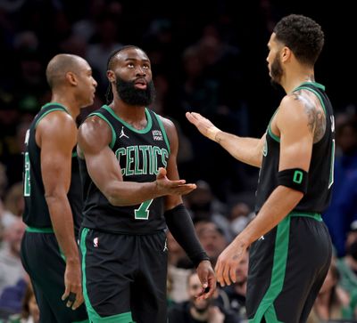 Dallas coach Jason Kidd said his team’s biggest threat in the NBA Finals is Boston Celtics guard Jaylen Brown, left, not his All-NBA running mate Jayson Tatum, right.  (Tribune News Service)