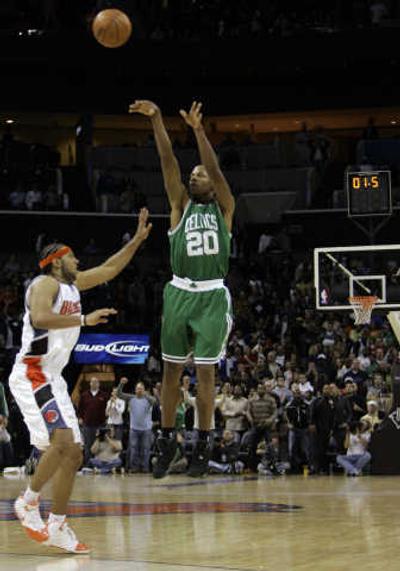 
Boston Celtics guard Ray Allen plays the hero as he shoots the game-winning shot. Associated Press
 (Associated Press / The Spokesman-Review)