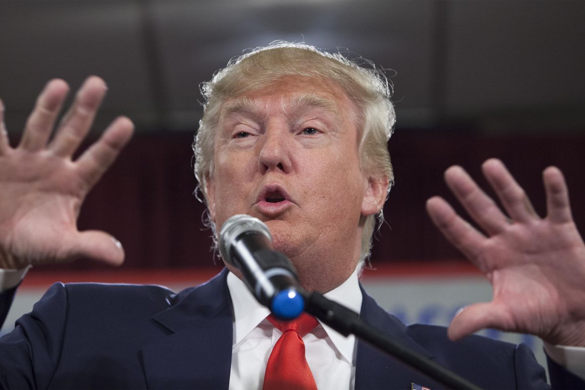 In this Jan. 19, 2015, file photo, Donald Trump speaks at the South Carolina Tea Party Coalition Convention in Myrtle Beach, S.C. (Randall Hill / Associated Press)