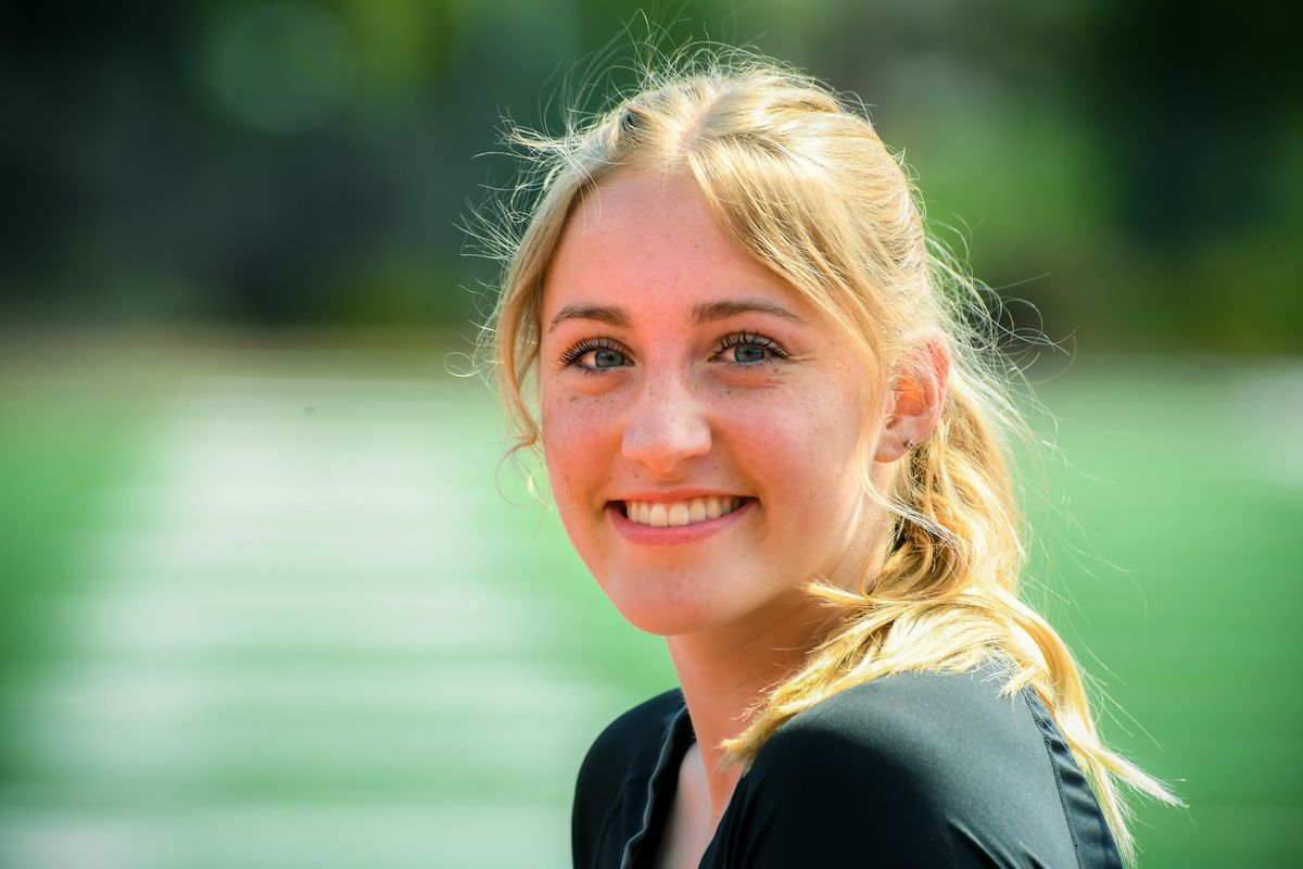 St. George’s senior sprinter Ashley Sande is the defending State 2B 200-meter champion and leads all running categories in her classification, from the 100 to the 800, by large margins. (Dan Pelle / The Spokesman-Review)