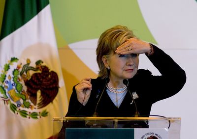 Secretary of State Hillary Rodham Clinton gestures during a press conference in Mexico City, Wednesday. (Associated Press / The Spokesman-Review)