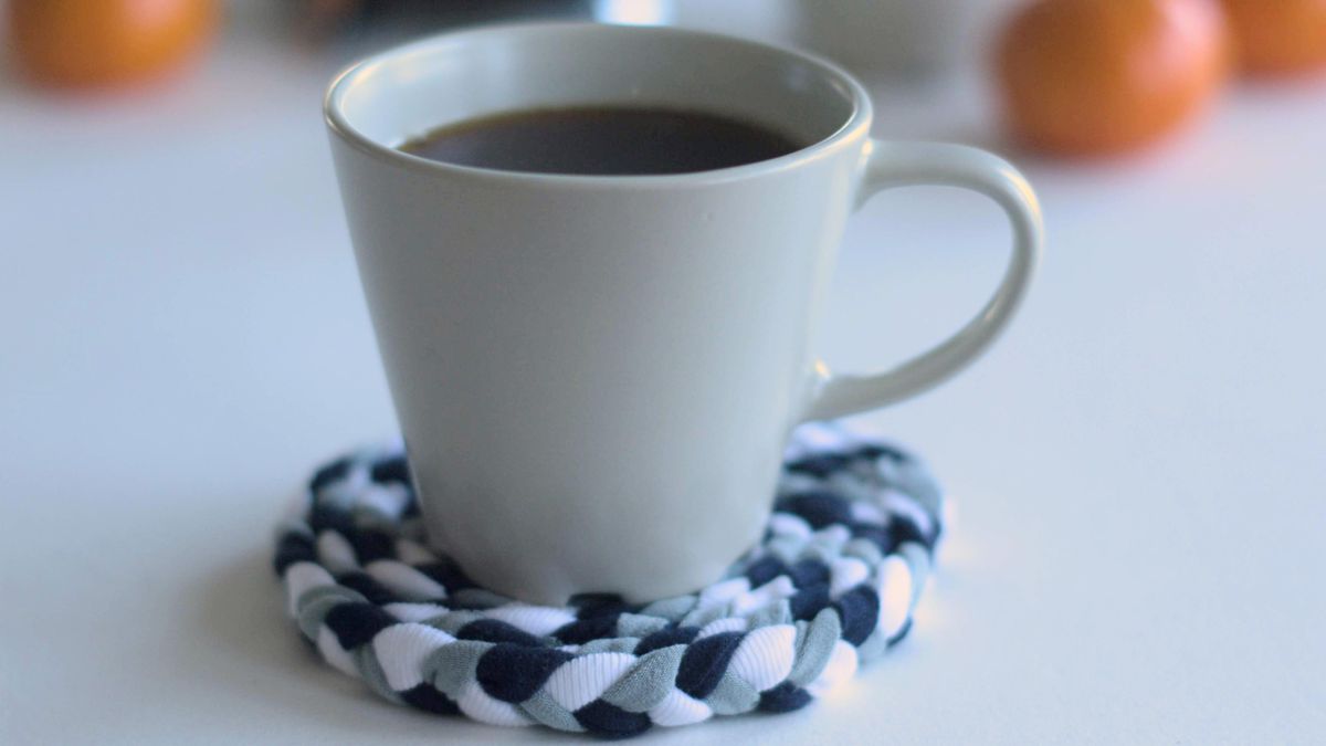 Upcycled Fabric Hand Braided Coaster 61