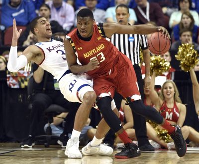 Maryland freshman center Diamond Stone, right, announced he will enter the NBA draft and hire an agent. (John Flavell / Associated Press)