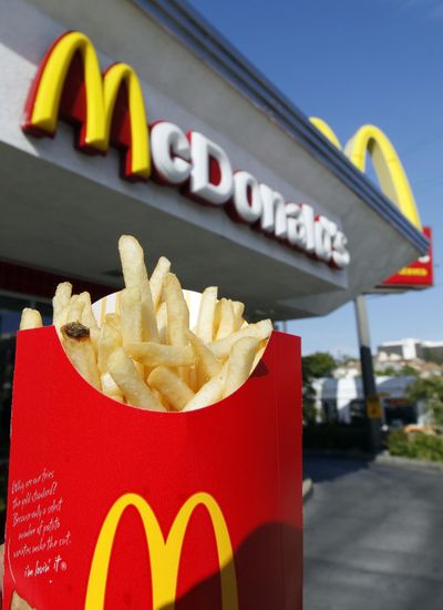 This  May 25, 2010, photo shows a large size french fries at McDonald’s in downtown Los Angeles. (Richard Vogel / Associated Press)
