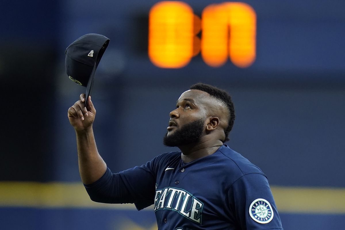 Seattle Mariners relief pitcher Diego Castillo reacts after closing out the Tampa Bay Rays during a baseball game Tuesday, Aug. 3, 2021, in St. Petersburg, Fla.  (Associated Press)
