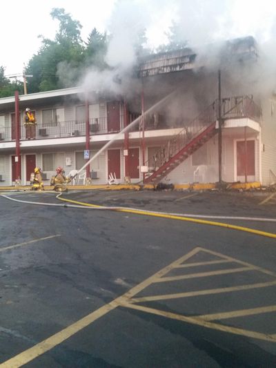 An arson fire damaged the Pullman American Travel Inn on July 19, 2016 (Pullman Fire Department)