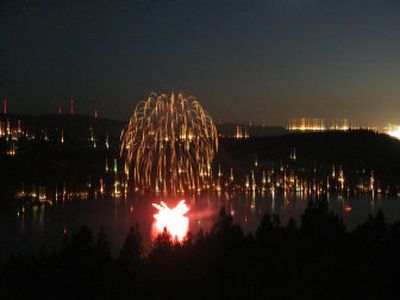 
A fireworks explosion Monday on Liberty Lake injured two people.
 (Photo courtesy of Stephen Rovetti / The Spokesman-Review)
