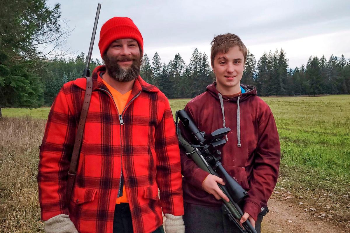 Jade Harlow, right, and his stepdad, Caleb Linck, used a scope camera with an external screen to harvest a white-tailed deer last fall before learning the technology was forbidden. Harlow is blind and his family said the technology makes hunting much safer, so they’re appealing to Idaho Department of Fish and Game for a rule change. (Courtesy of Rebecca Linck)