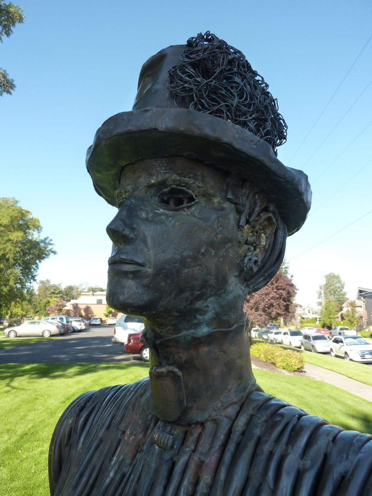 In August 2014, someone removed the head of Anna Browne’s statue. When it was retrieved and repaired, reinforced pipe had to be added, which extended the length of the neck. (Stefanie Pettit / The Spokesman-Review)