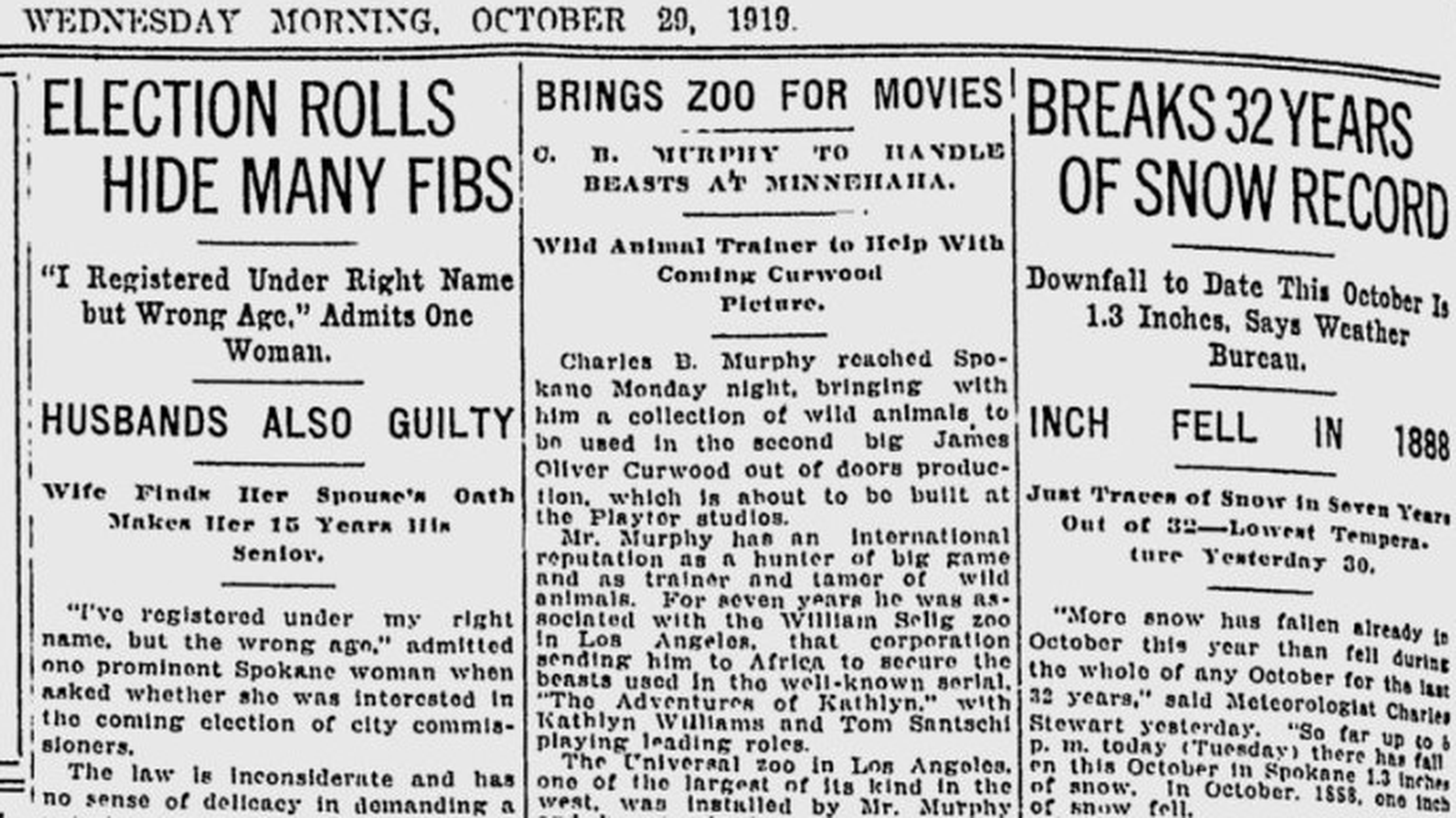 100 years ago in Spokane: Famous animal trainer to help film movie at Minnehaha studio | The Spokesman-Review 100 years ago in Spokane: Famous animal trainer to help film movie at Minnehaha studio | The Spokesman-Review