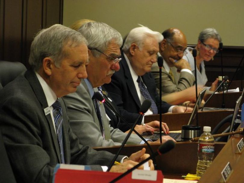 Senate Education Committee members on Tuesday take up the state Board of Education's rule requiring every Idaho student to take two online classes to graduate from high school. (Betsy Russell)