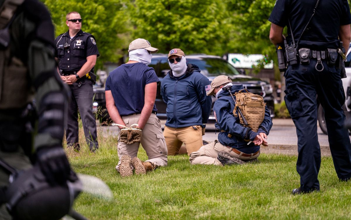 31 Masked Patriot Front Members Arrested In Coeur D'Alene Near Pride In ...