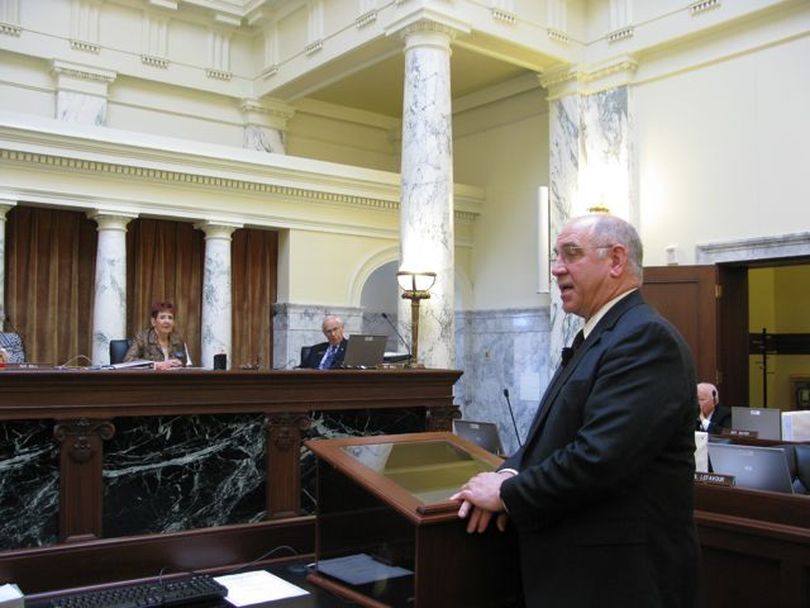 John Hammel, dean of the College of Agricultural and Life Sciences at the University of Idaho, tells legislative budget writers Monday that more cuts in extension funding are coming. (Betsy Russell)
