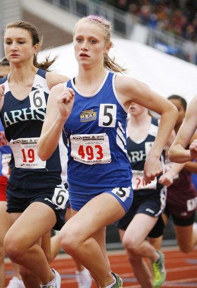 Mead's Baylee Mires, on her way to the 4A Girls 1600 state title last spring, has signed a letter of intent to compete for the Washington Huskies. (File/The Spokesman-Review / Patrick Hagerty)