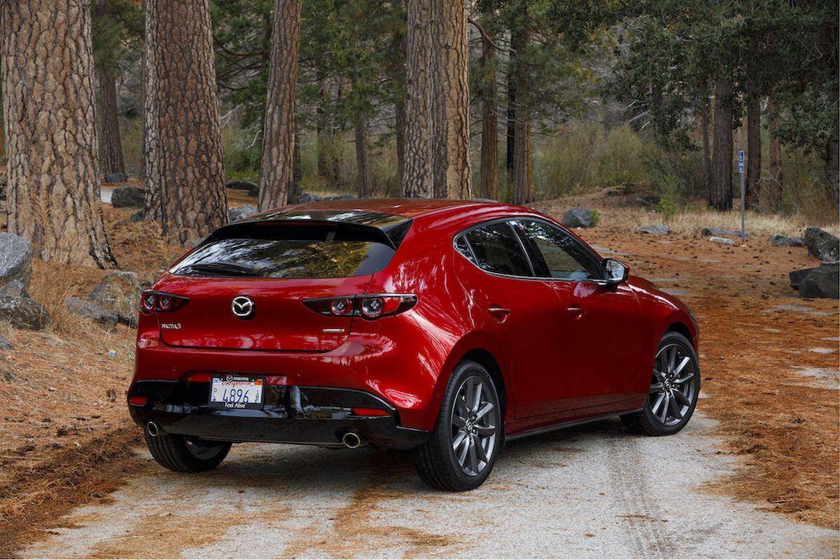 For 2019, the 3’s suspension grows softer and more compliant. The 3 handles ruts and rough road surfaces with the composure of a larger car. (Mazda)
