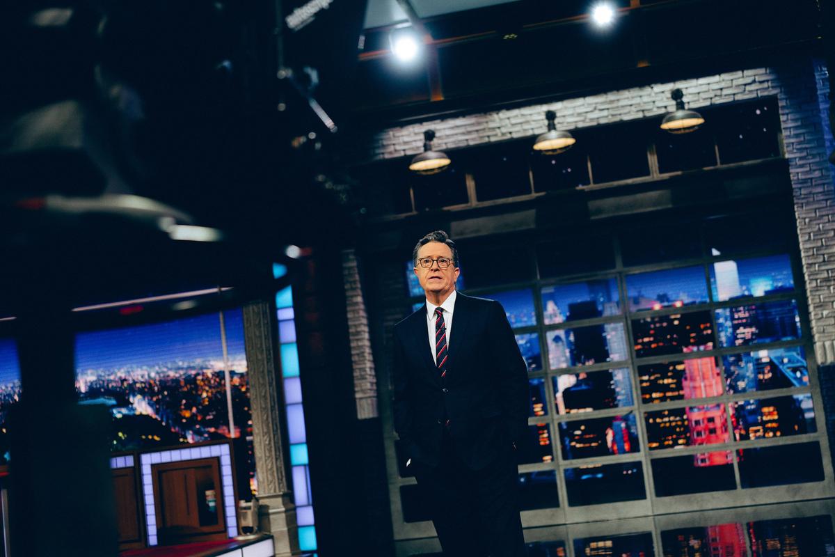 Stephen Colbert on his set at the Ed Sullivan Theater in New York, April 20, 2026. With his late-night show ending next month after 11 seasons, Stephen Colbert gets ready to hang it up. (Amir Hamja/The New York Times)  (AMIR HAMJA)